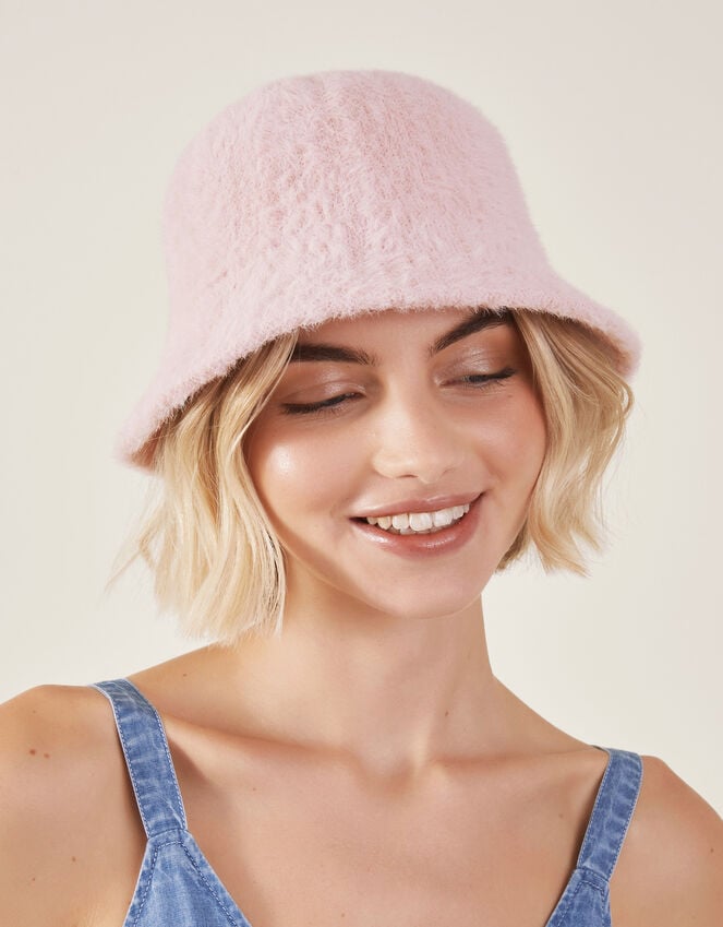 Accessorize Fluffy Bucket Hat Pink