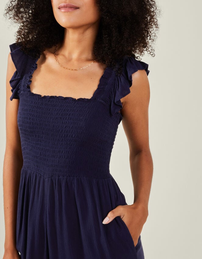 Accessorize Frill Shoulder Jumpsuit Blue