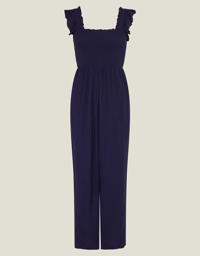 Accessorize Frill Shoulder Jumpsuit Blue