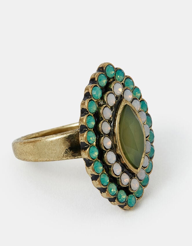 accessorize Gem Ellipse Statement Ring Green