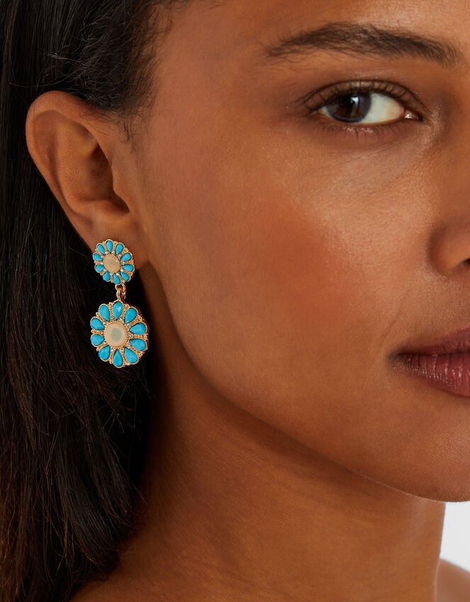 Accessorize Gem Flower Drop Earrings