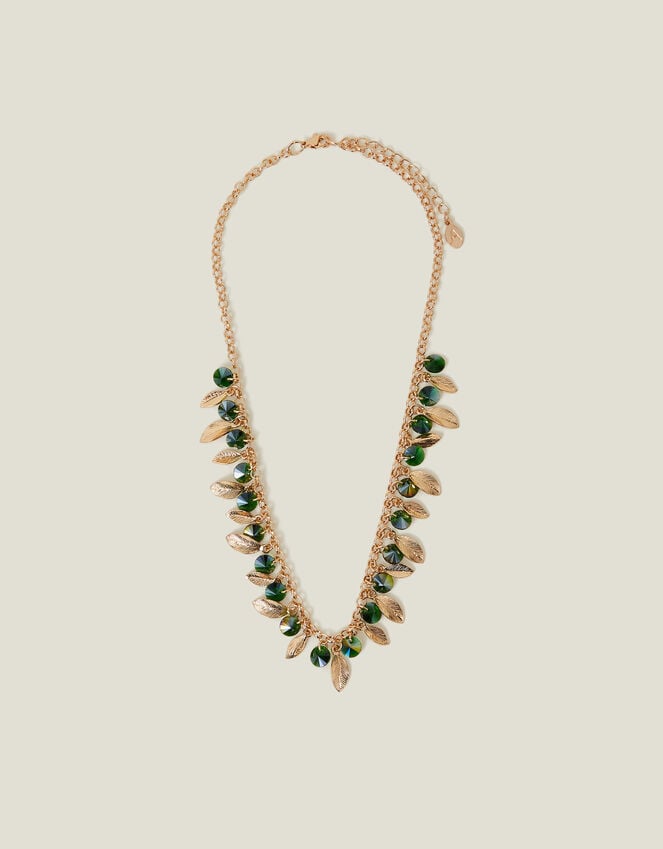 Accessorize Gemstone And Leaf Necklace