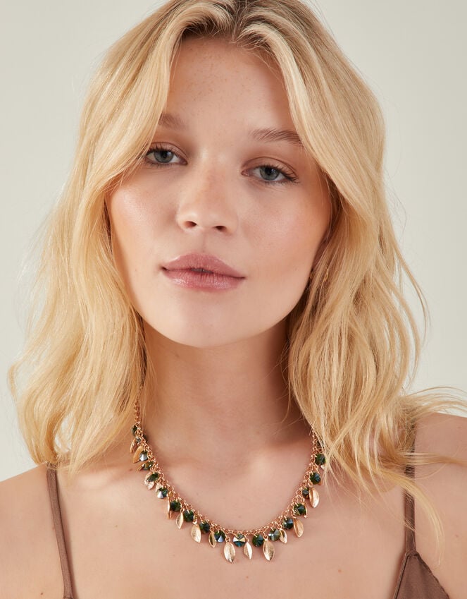Accessorize Gemstone And Leaf Necklace