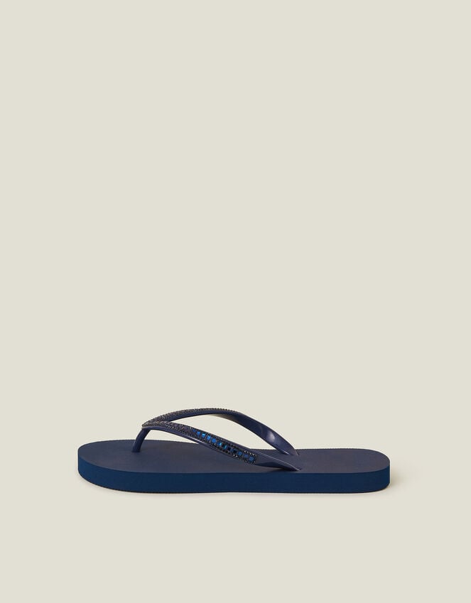 Accessorize Gemstone Flip Flops Blue