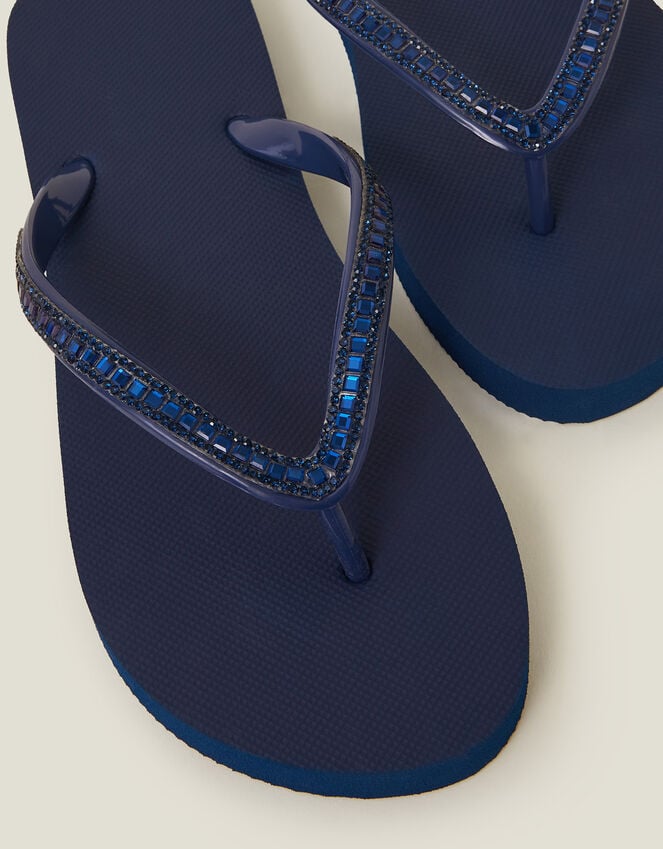 Accessorize Gemstone Flip Flops Blue