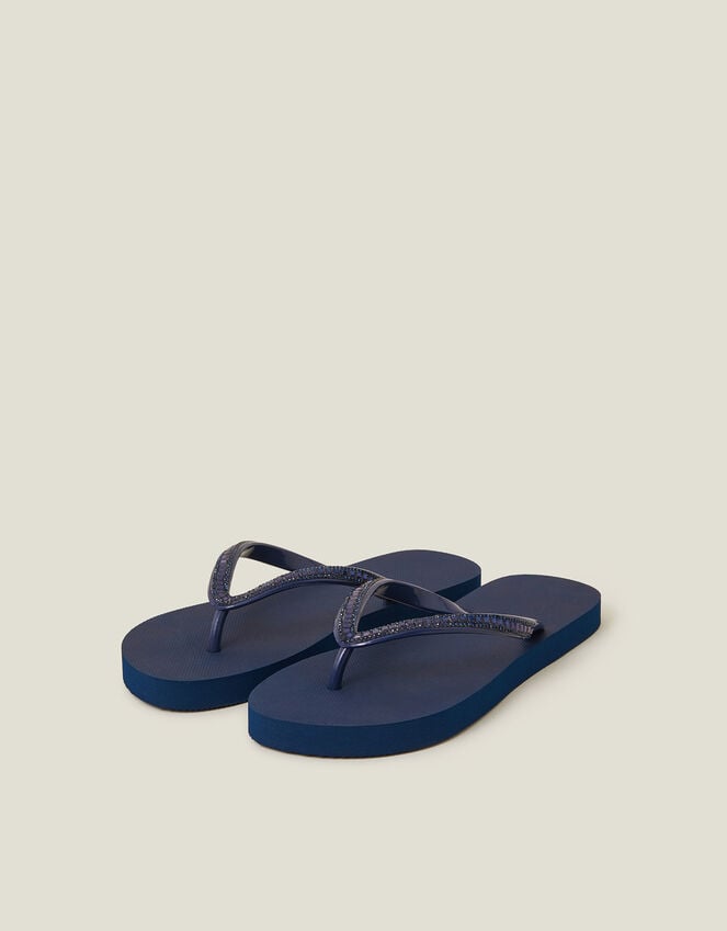 accessorize Gemstone Flip Flops Blue
