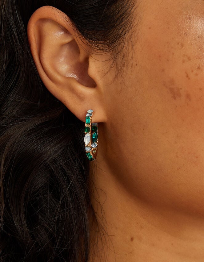 Accessorize Gemstone Hoop Earrings Green