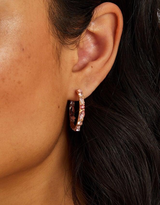 Accessorize Gemstone Hoop Earrings Pink