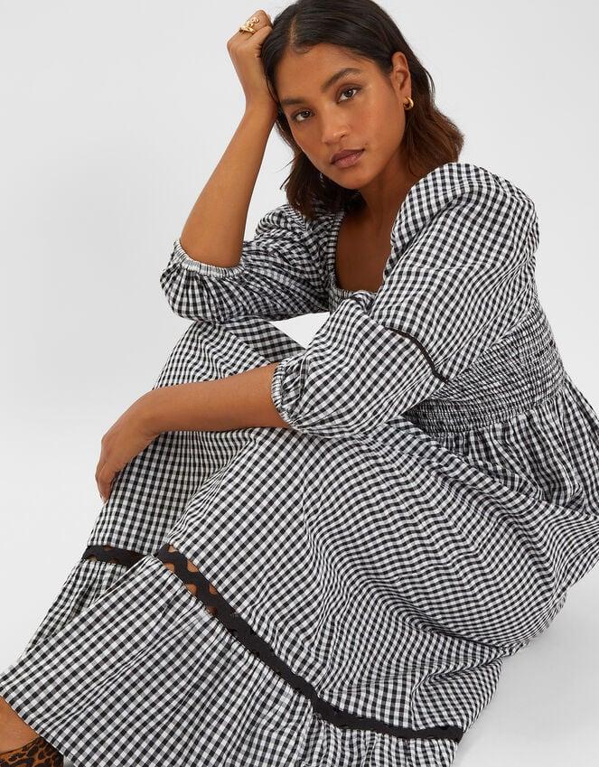 Accessorize Gingham Puff Sleeve Maxi Dress Black
