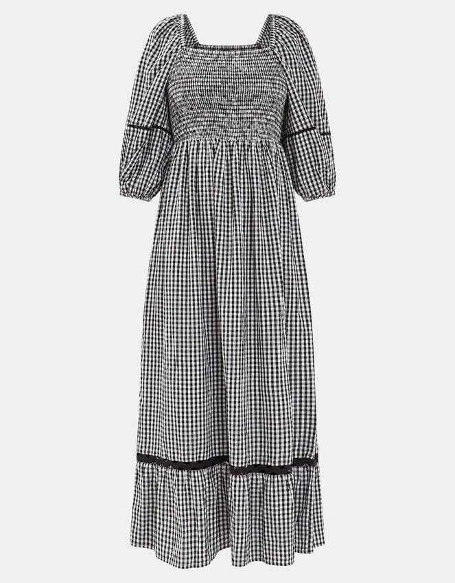 Accessorize Gingham Puff Sleeve Maxi Dress Black