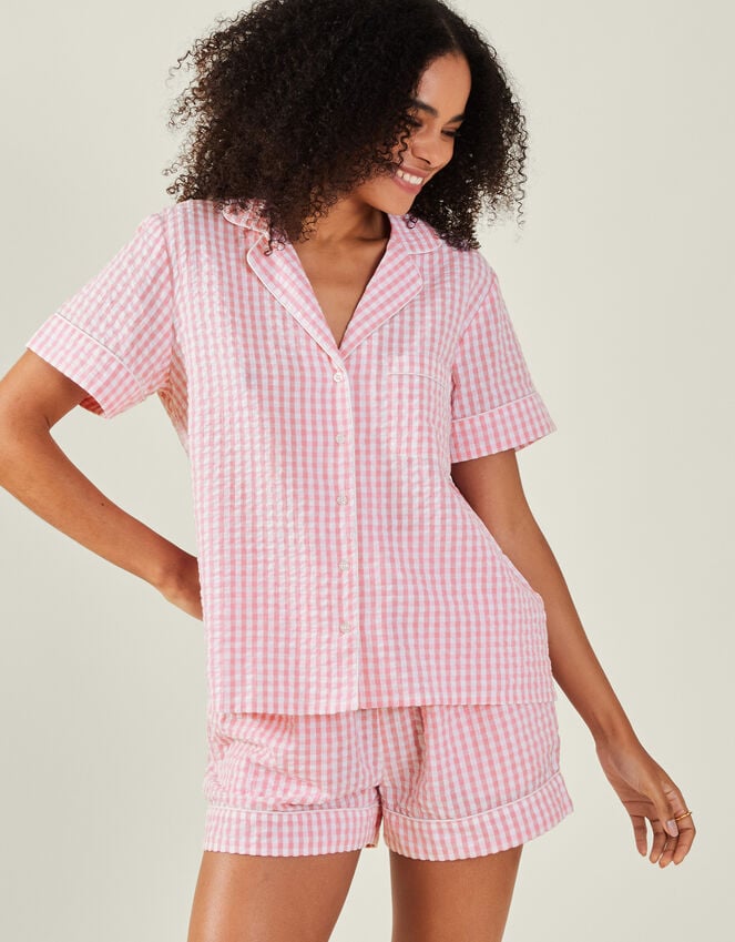 accessorize Gingham Short Pyjamas Set Pink