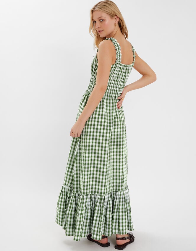 Accessorize Gingham Sleeveless Maxi Dress Green