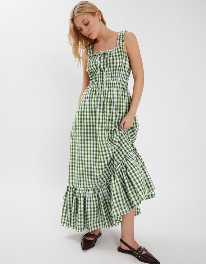 accessorize Gingham Sleeveless Maxi Dress Green