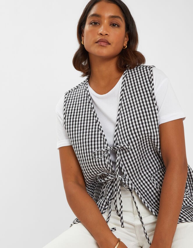 Accessorize Gingham Waistcoat Black