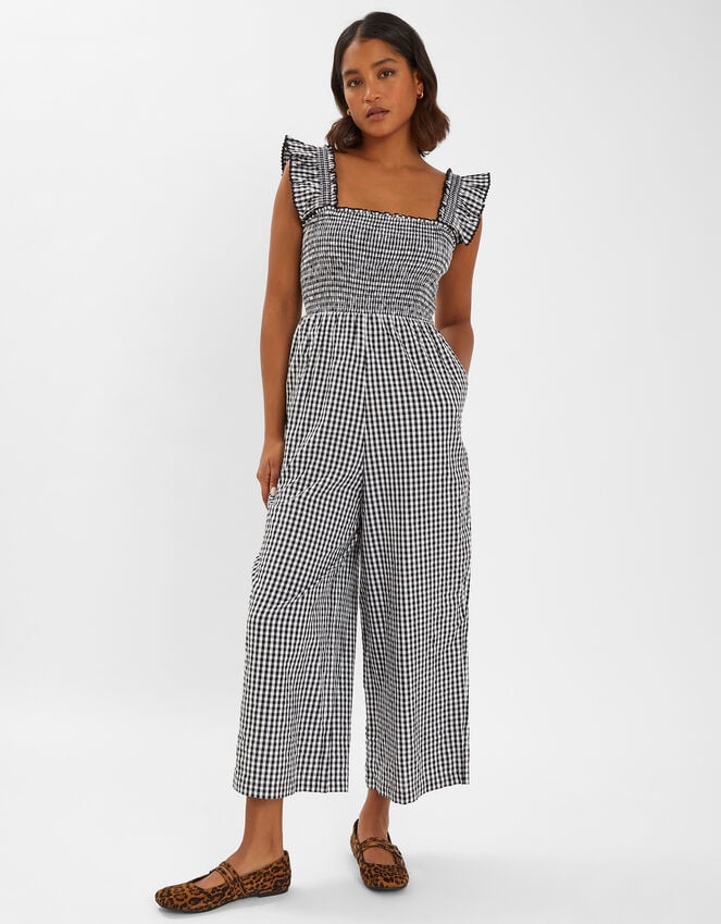Accessorize Gingham Wide Leg Jumpsuit Black