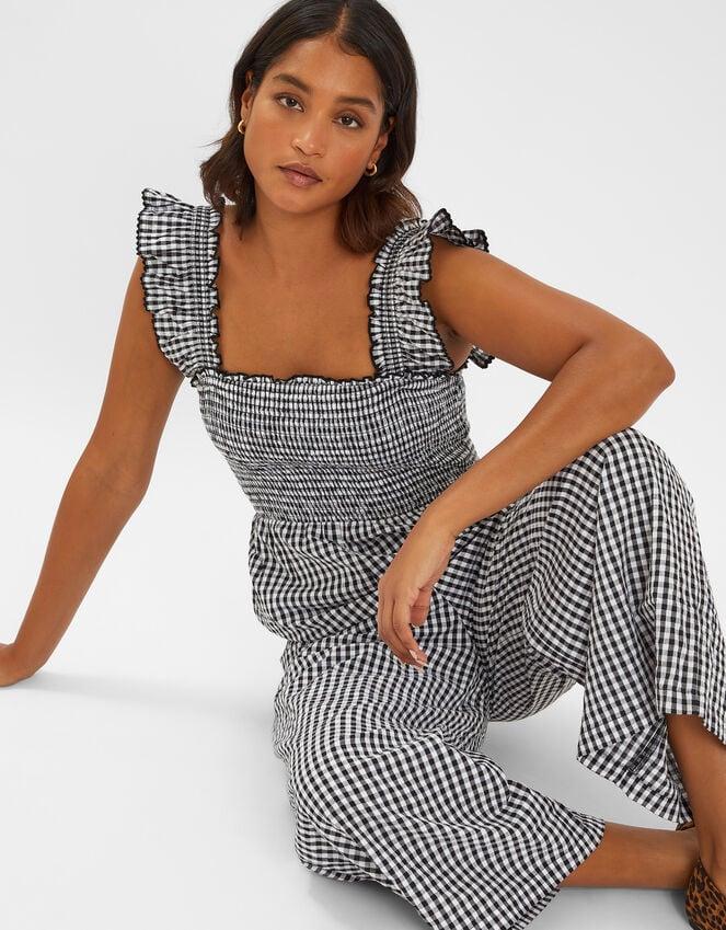 accessorize Gingham Wide Leg Jumpsuit Black