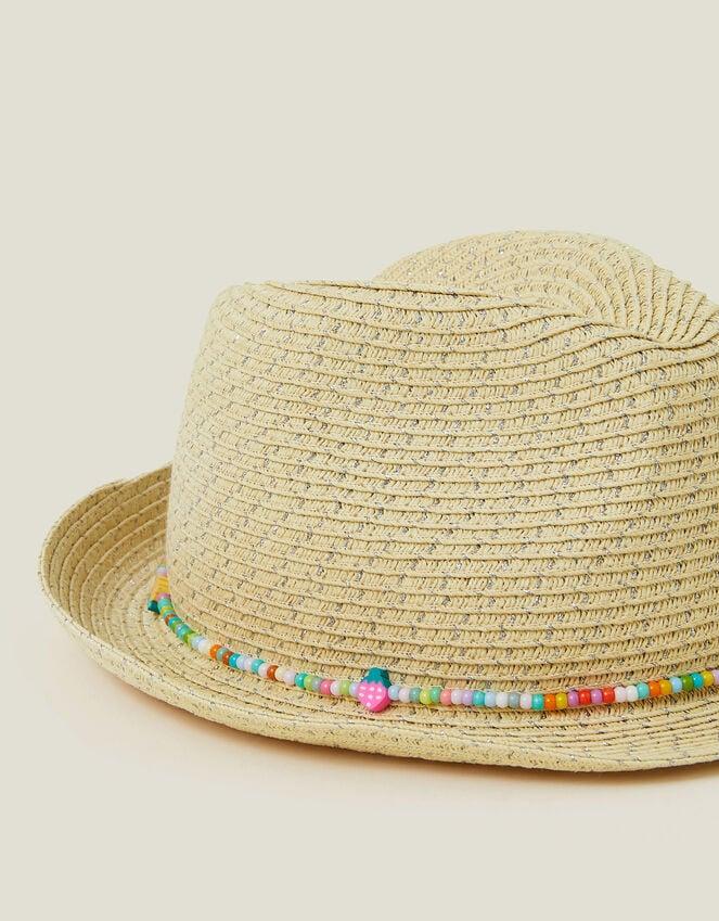 Accessorize Girls Beaded Band Straw Hat Natural