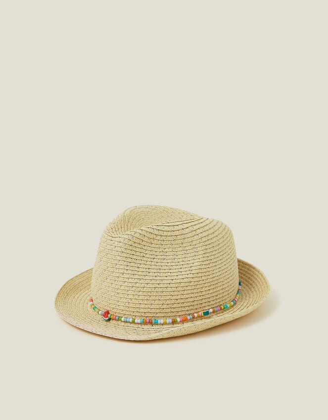 accessorize Girls Beaded Band Straw Hat Natural