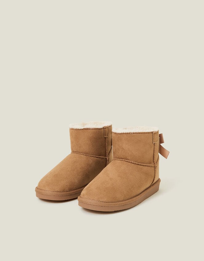 Accessorize Girls Bow Suedette Boots Tan