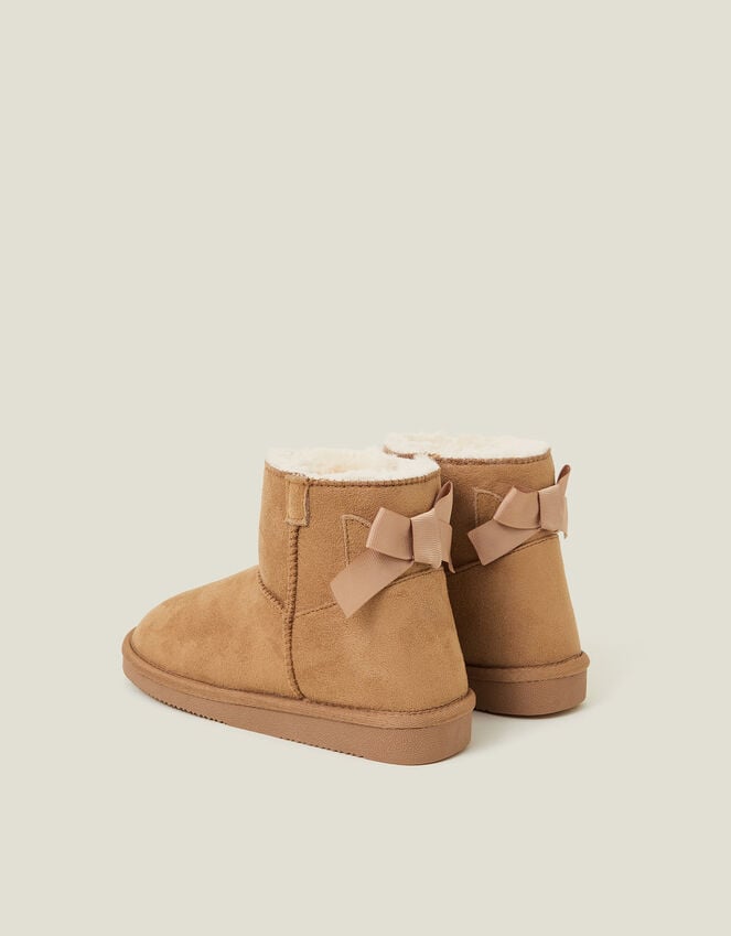 Accessorize Girls Bow Suedette Boots Tan