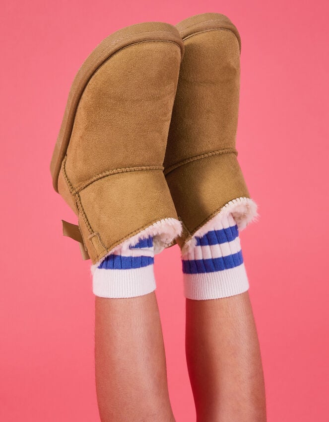 accessorize Girls Bow Suedette Boots Tan
