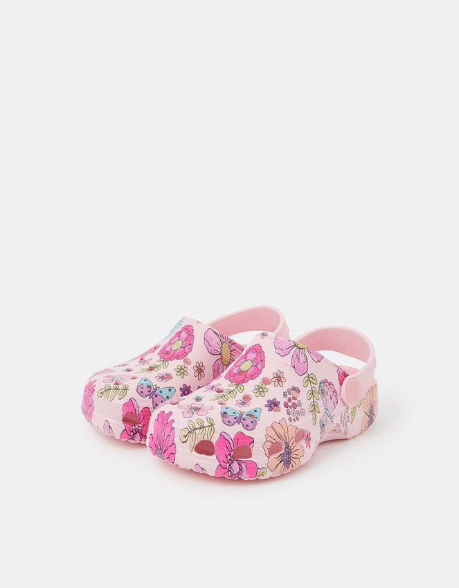 Accessorize Girls Butterfly Print Clogs Pink