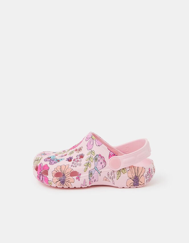 Accessorize Girls Butterfly Print Clogs Pink
