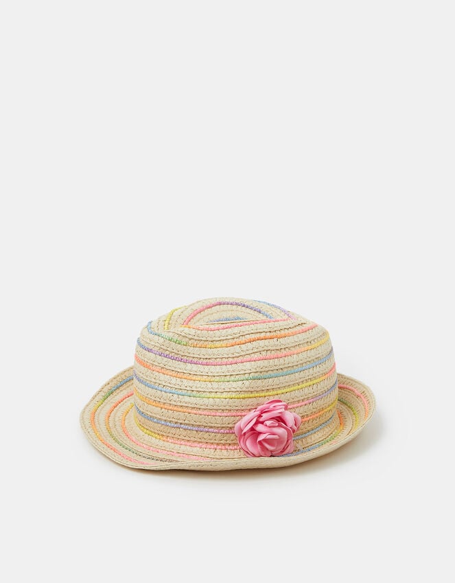 Accessorize Girls Corsage Woven Trilby Hat Multi