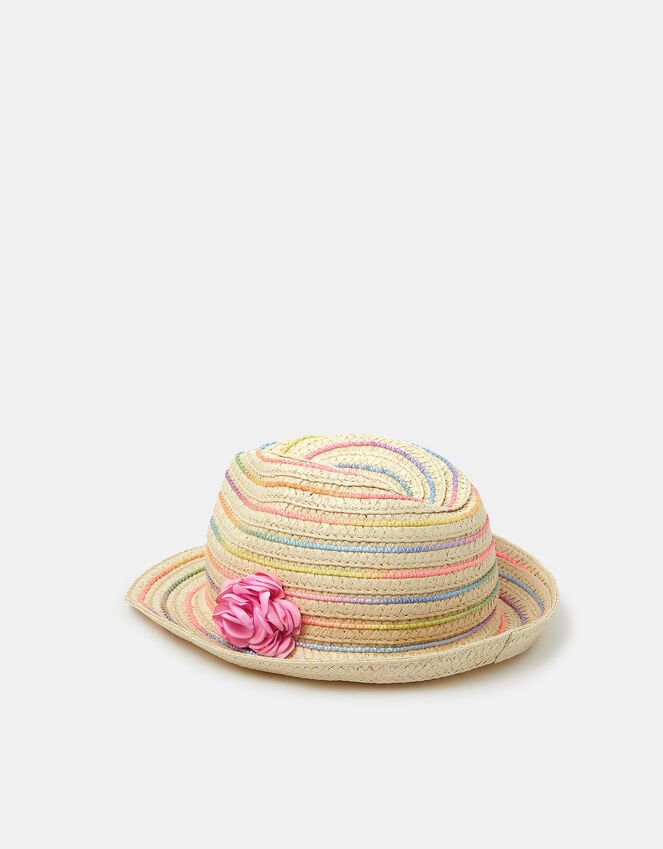 Accessorize Girls Corsage Woven Trilby Hat Multi