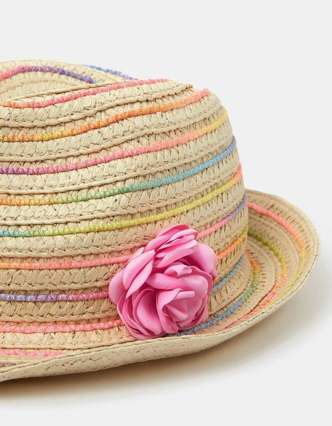 Accessorize Girls Corsage Woven Trilby Hat Multi