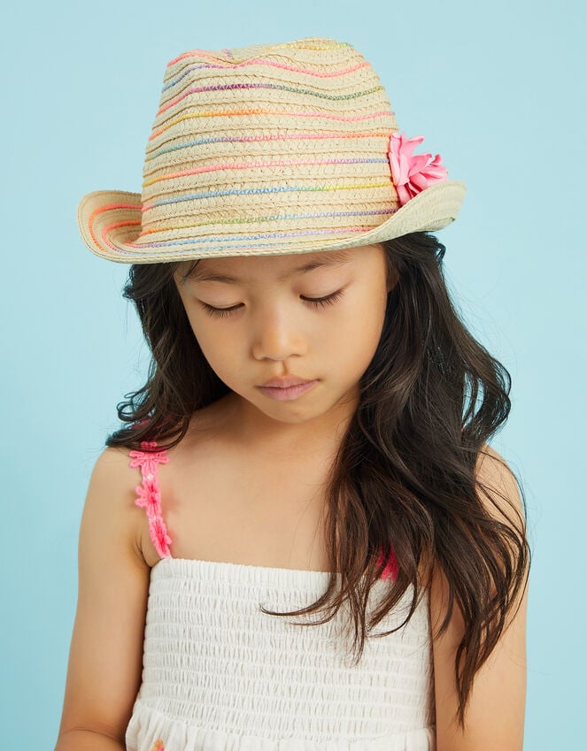accessorize Girls Corsage Woven Trilby Hat Multi