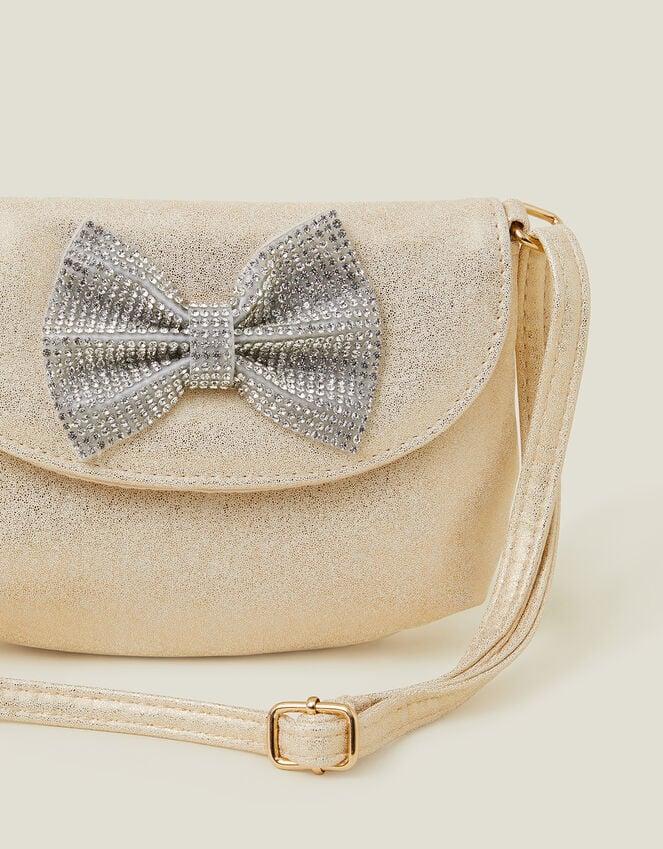 Accessorize Girls Diamante Bow Metallic Bag