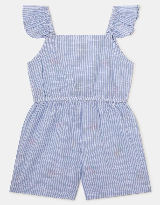 Accessorize Girls Embroidered Stripe Playsuit Blue
