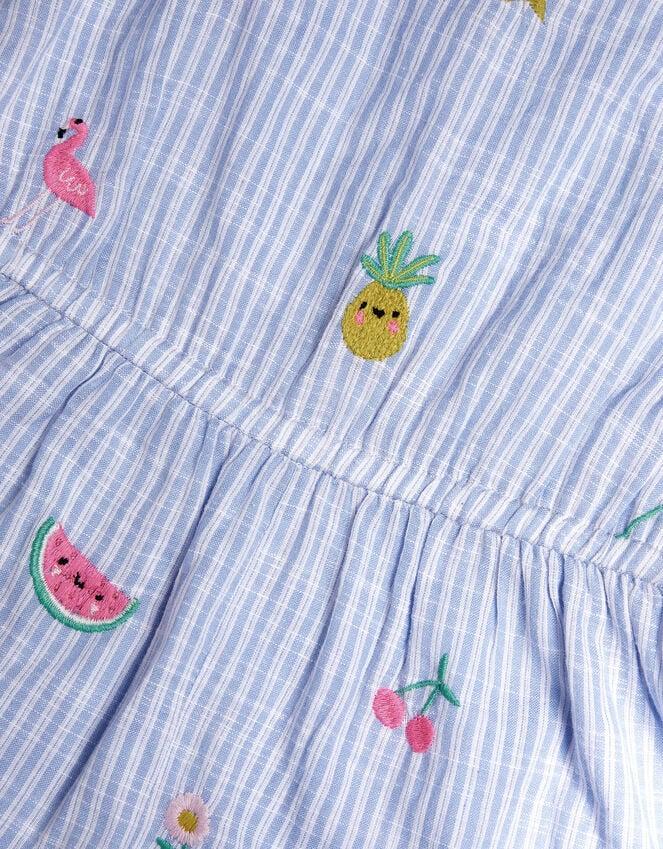 Accessorize Girls Embroidered Stripe Playsuit Blue