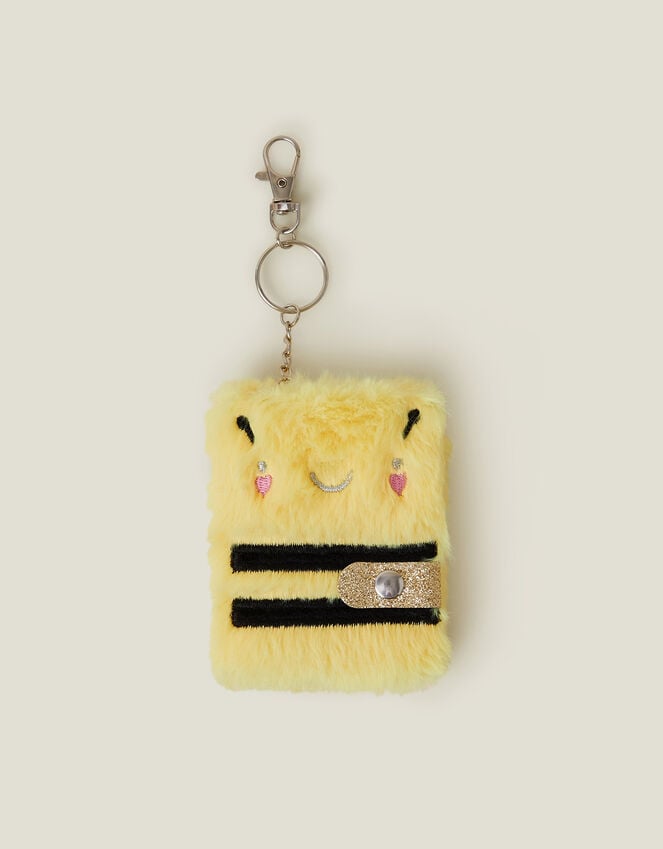 accessorize Girls Faux Fur Bee Keychain Notebook