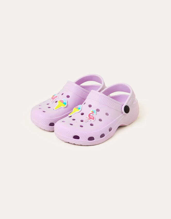 Accessorize Girls Flamingo Charm Clogs Purple