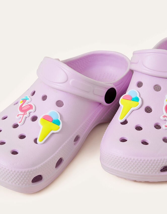 Accessorize Girls Flamingo Charm Clogs Purple