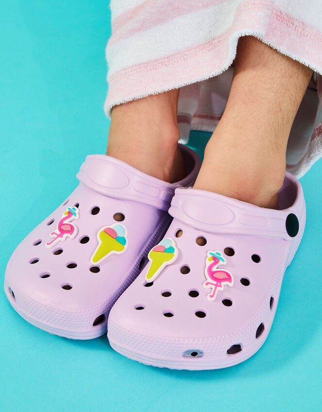 accessorize Girls Flamingo Charm Clogs Purple