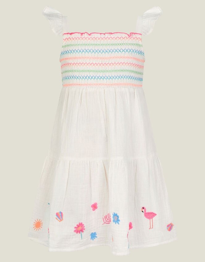 Accessorize Girls Floral Embroidered Dress White