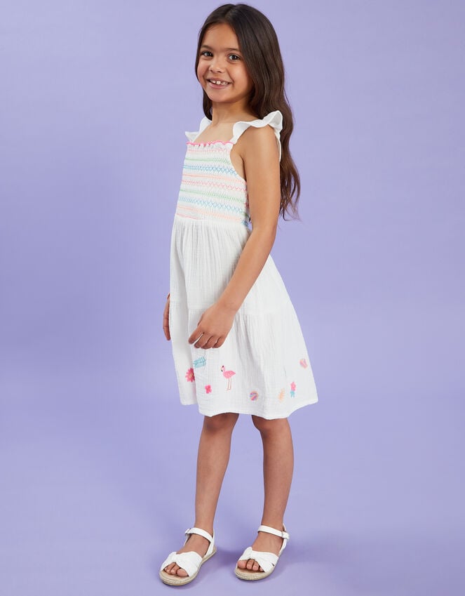 accessorize Girls Floral Embroidered Dress White
