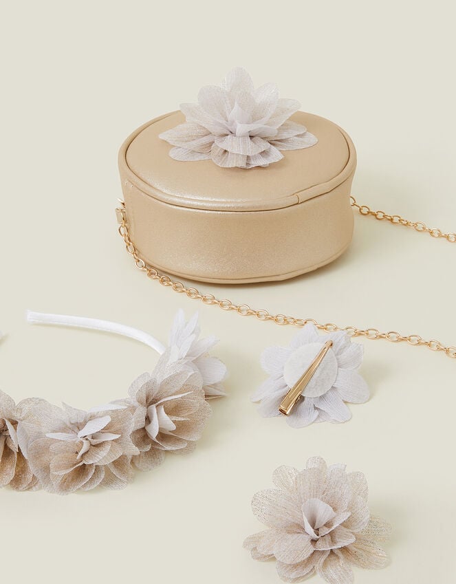 Accessorize Girls Flower Round Bag And Hair Set