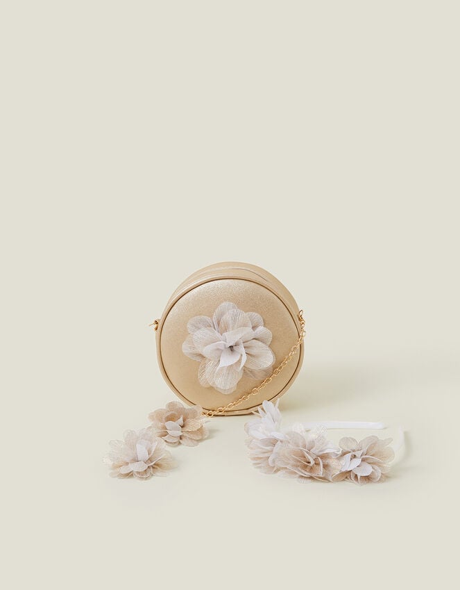 accessorize Girls Flower Round Bag and Hair Set