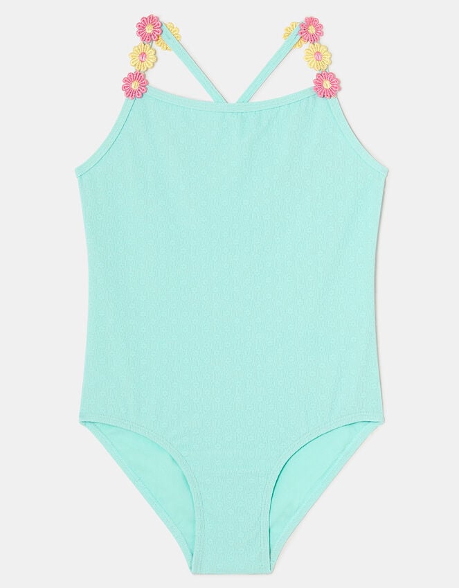 Accessorize Girls Flower Strap Swimsuit Blue