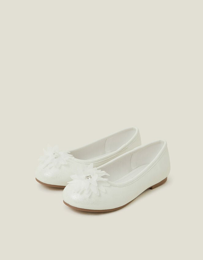 accessorize Girls Flower Toe Ballet Flats Ivory