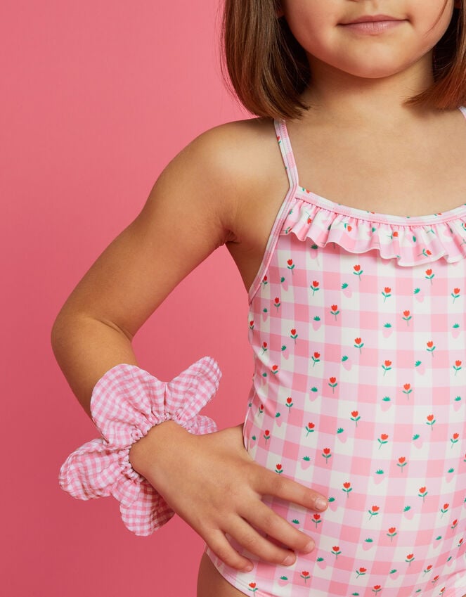 Accessorize Girls Gingham Flower Hair Scrunchie