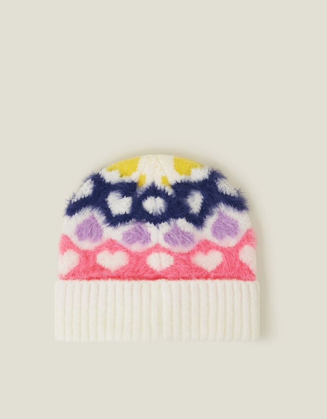 Accessorize Girls Heart Beanie Hat Multi