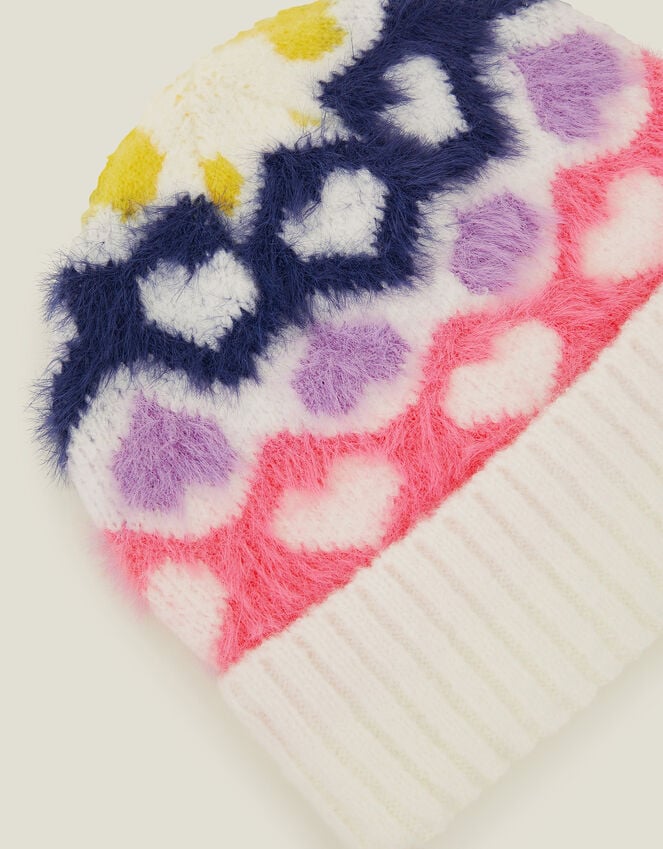 Accessorize Girls Heart Beanie Hat Multi