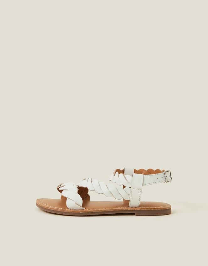 Accessorize Girls Leather Plait Sandals White