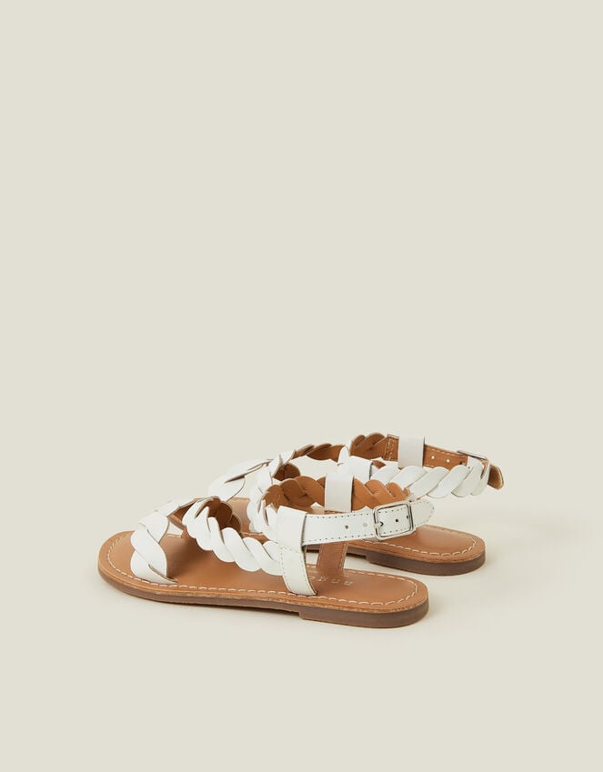 Accessorize Girls Leather Plait Sandals White