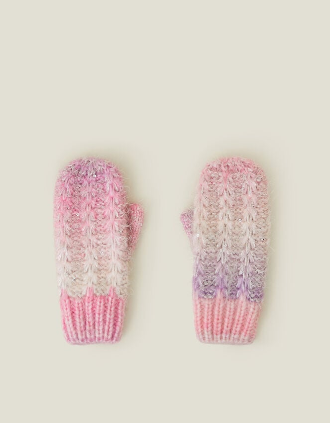Accessorize Girls Ombre Sequin Mittens Purple